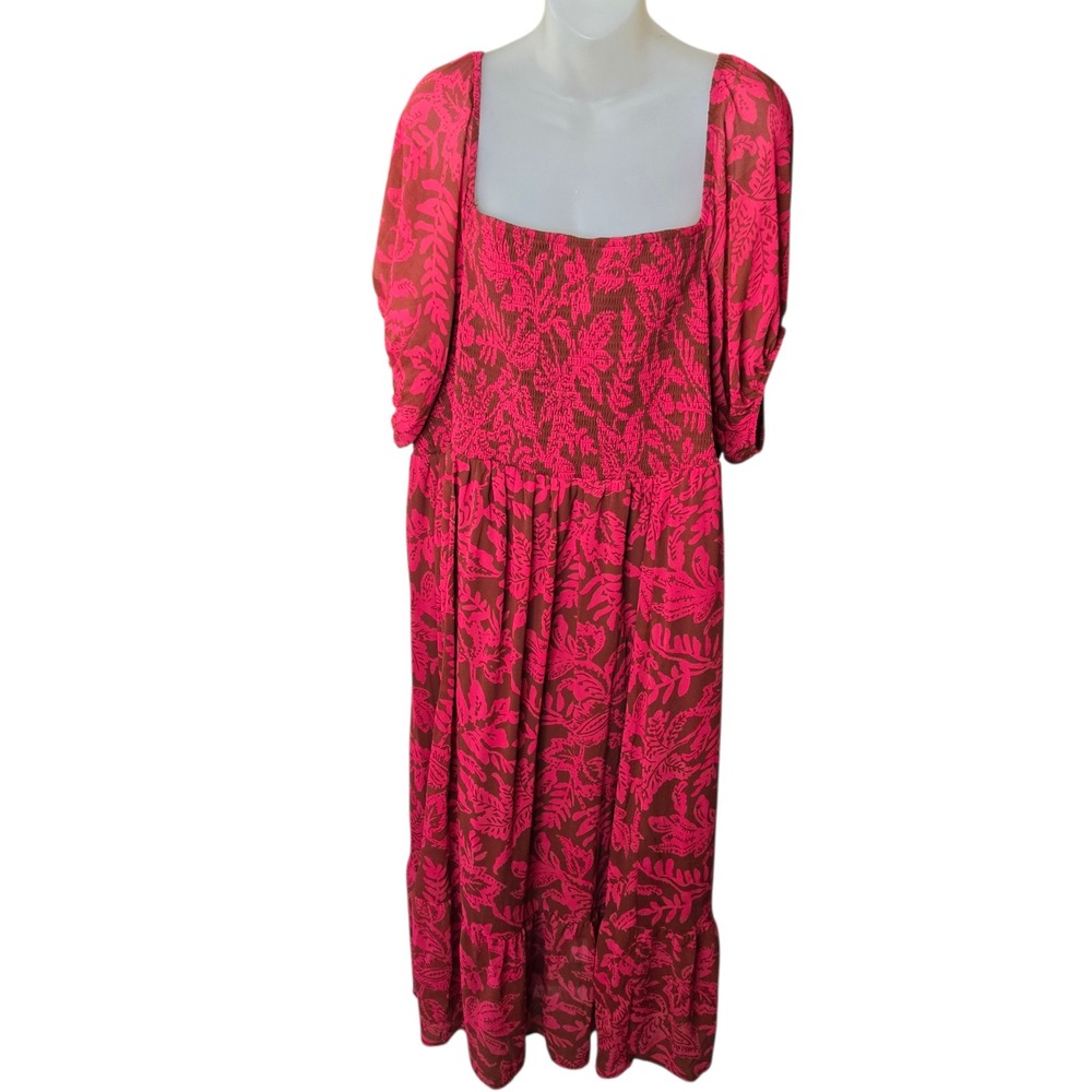 Torrid Womens Tropical Smocked Tea Length Dress Size 3X Resort‎ Event Shower